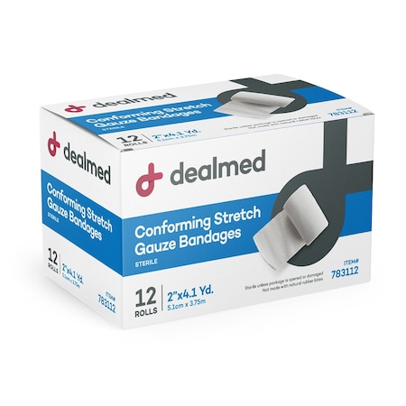 Dealmed Stretch Gauze Bandage Roll, Sterile, 2", 12/Bx, 8/Cs, 96PK 783112